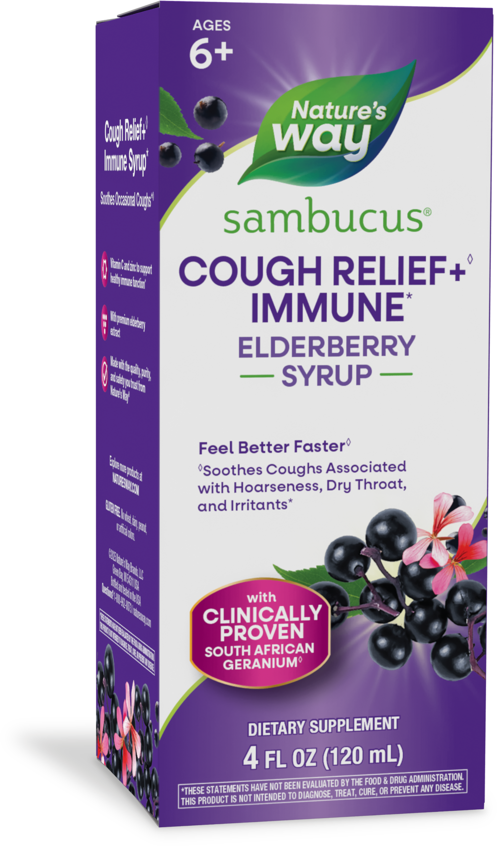 <{%PRIMARY_13673%}>Nature's Way® | Sambucus Cough Relief +♢ Immune* Elderberry Syrup, 4 fl oz (120 ml)