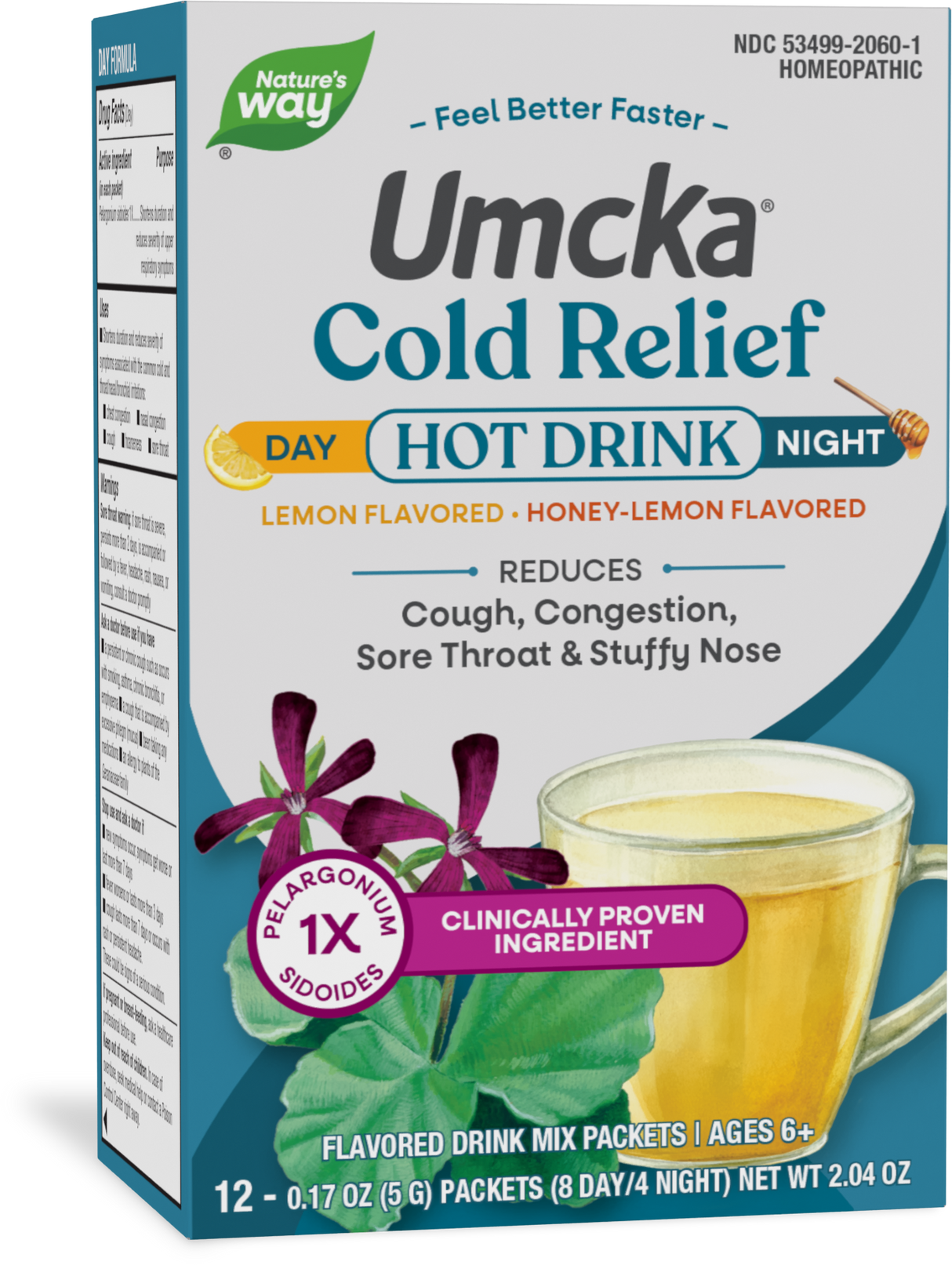 <{%PRIMARY_10601%}>Nature's Way® | Umcka Cold Relief Hot Drink, 12 drink mixes, Lemon Citrus & Honey Lemon