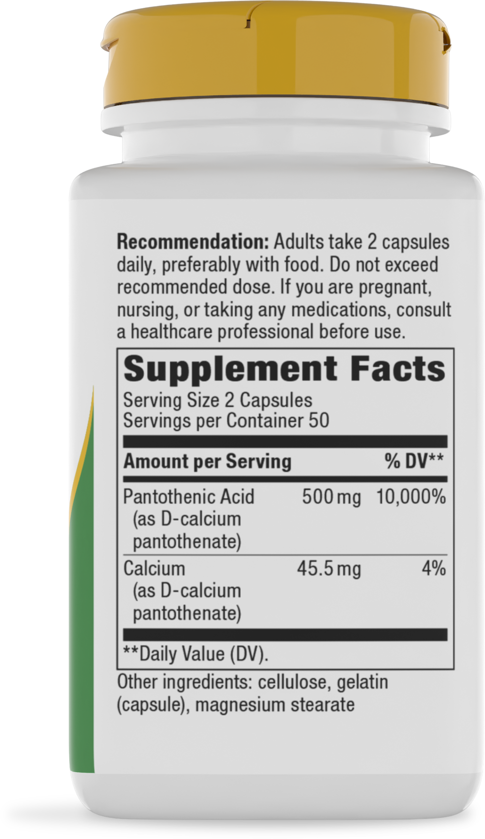 <{%360IMAGE1_40491%}>Nature's Way® | Pantothenic Acid Vitamin B5 - right side of pack
