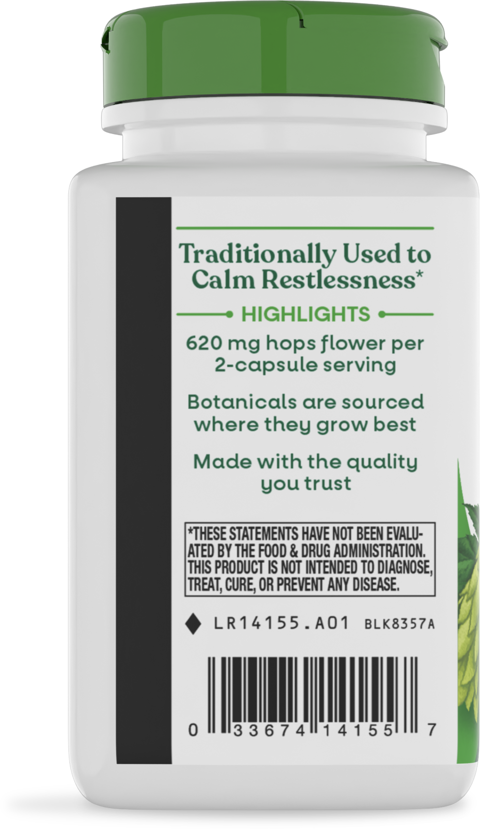 <{%360IMAGE2_14155%}>Nature's Way® | Hops Flowers - left side of pack