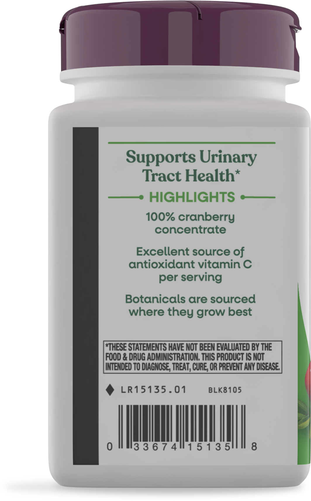 <{%360IMAGE2_15135%}>Nature's Way® | Cranberry Premium Blend - left side of pack