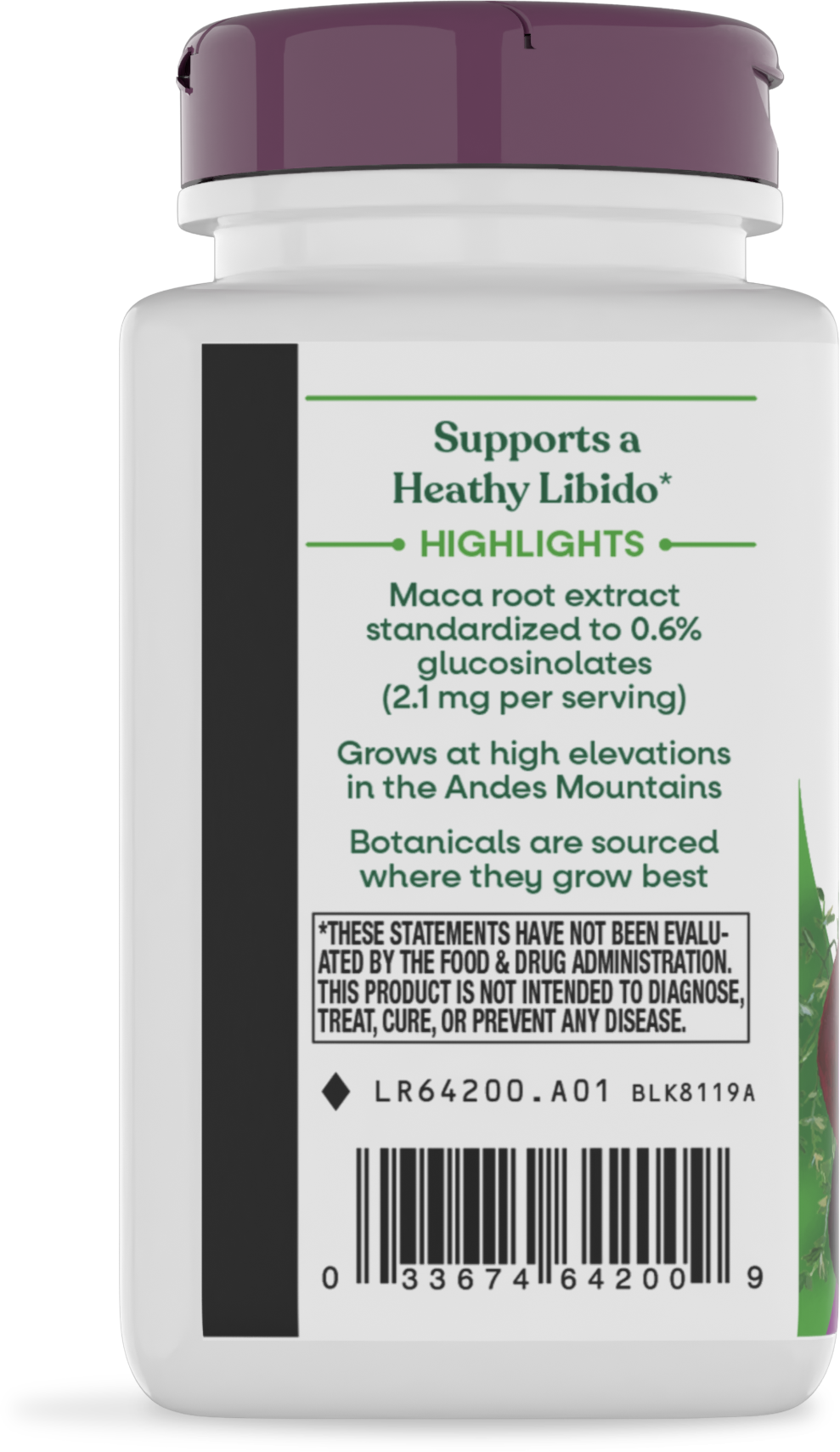 <{%360IMAGE2_64200%}>Nature's Way® | Maca Standardized Extract - left side of pack