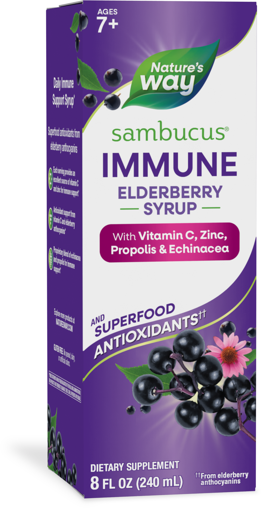 <{%PRIMARY_15333%}>Nature's Way® | Sambucus Immune Elderberry Syrup, 8 fl oz (240 ml), Elderberry