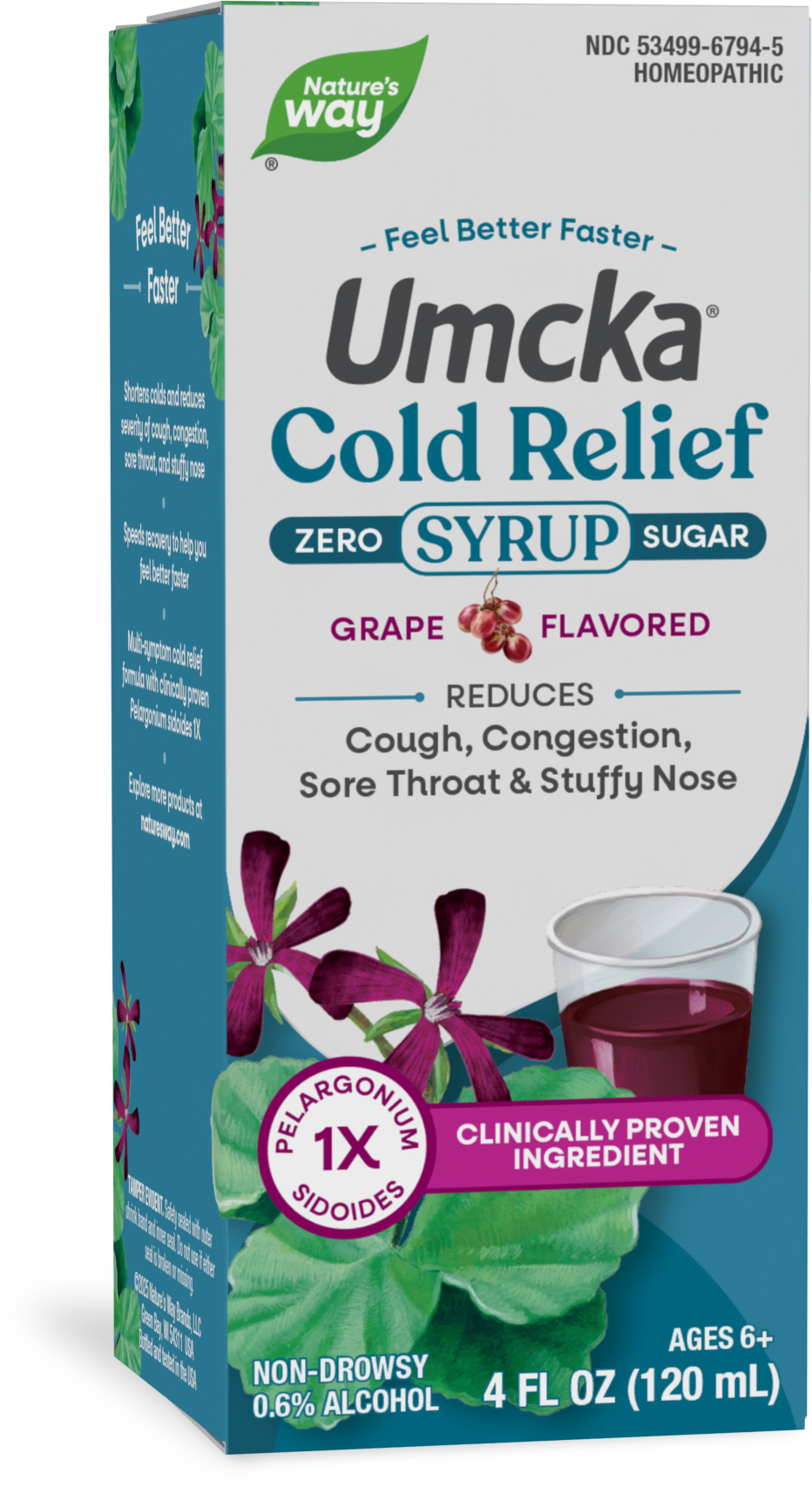 <{%PRIMARY_15794%}>Nature's Way® | Umcka Zero Sugar Cold Relief Syrup, 4 fl oz (120 ml), Grape