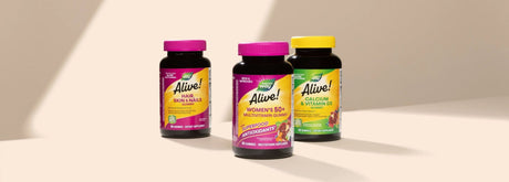 Alive products on beige background
