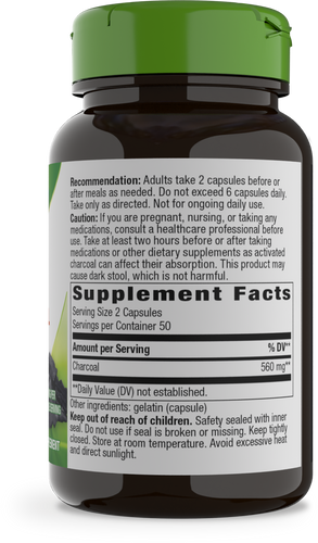 Nature's Way® | Activated Charcoal - right side of pack Sku:BUNDLE