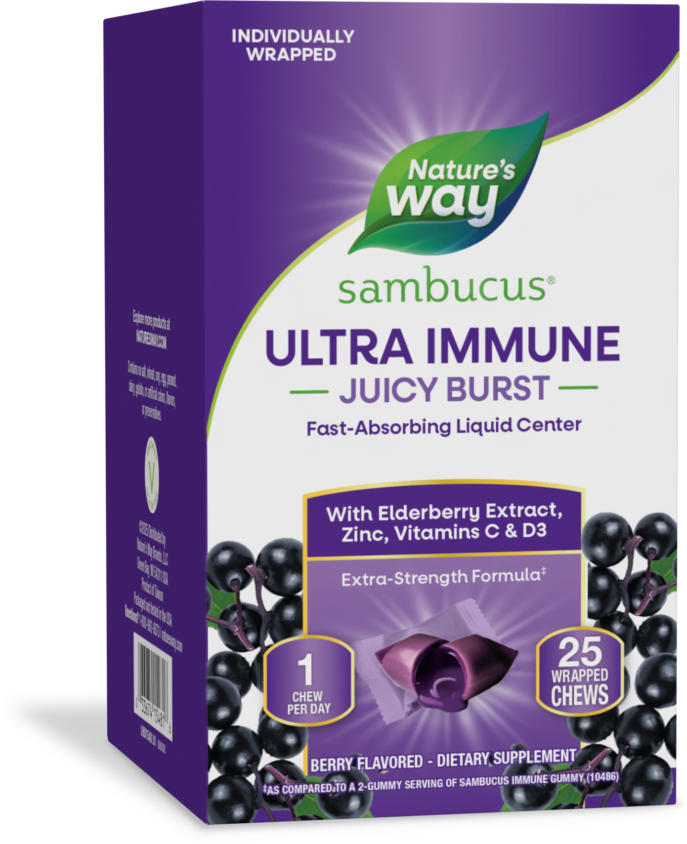 <{%PRIMARY_15481%}>Nature's Way® | Sambucus Ultra Immune Juicy Burst, 25 juicy bursts, Berry