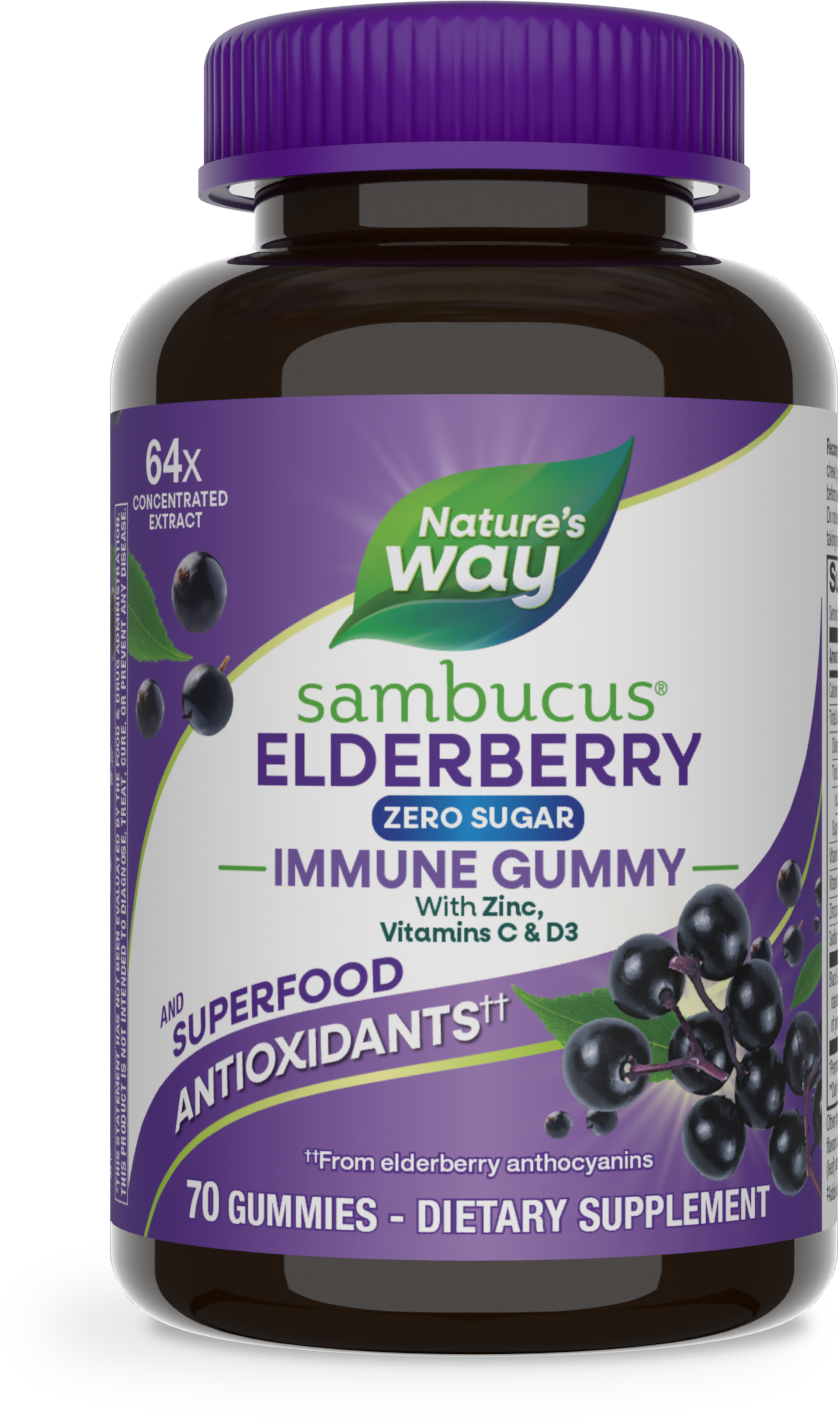 <{%PRIMARY_14617E%}>Nature's Way® | Sambucus Elderberry Zero Sugar Immune Gummy, 70 gummies