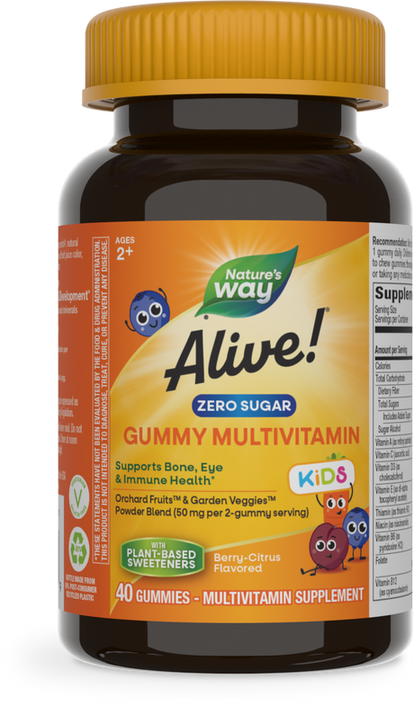 <{%PRIMARY_15000E%}>Nature's Way® | Alive! Zero Sugar Gummy Multivitamin for Kids, 40 gummies, Berry-Citrus