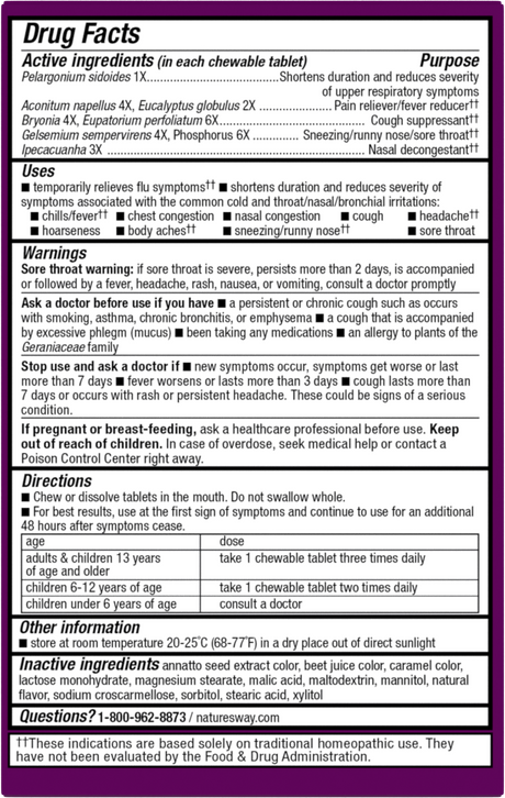 <{%MAIN10_15159%}>Nature's Way® | Umcka Cold+Flu Relief Chewables - back of pack