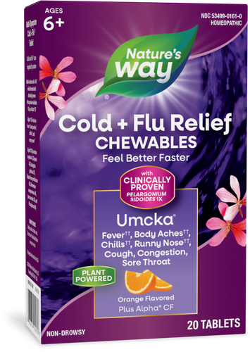 Nature's Way® | Umcka Cold+Flu Relief Chewables, 20 chewables, Orange Sku:15161E