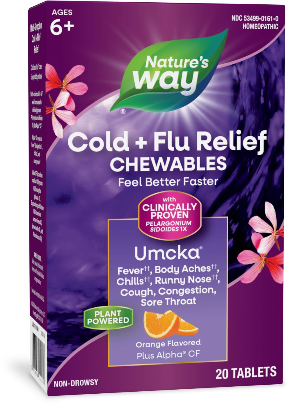 <{%PRIMARY_15161E%}>Nature's Way® | Umcka Cold+Flu Relief Chewables, 20 chewables, Orange