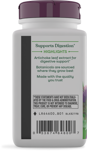Nature's Way® | Artichoke - left side of pack Sku:64600
