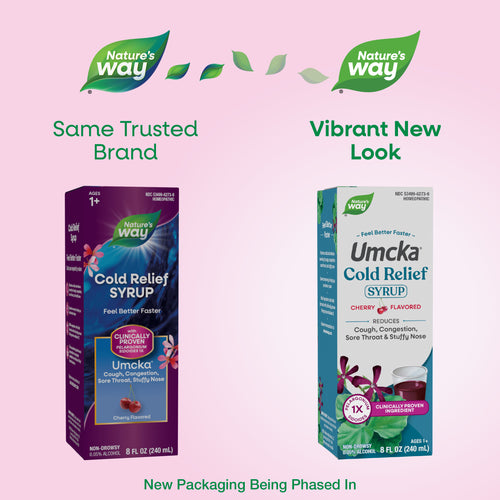 Nature's Way® | Umcka Cold Relief Syrup - package updates old to new Sku:15793