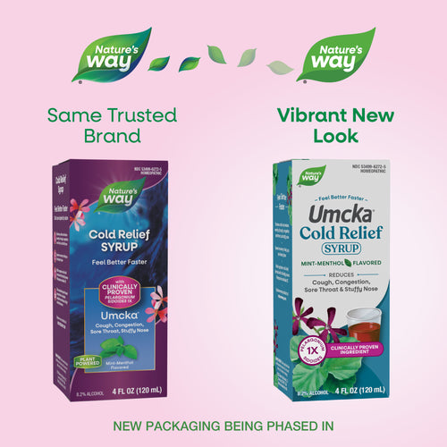 Nature's Way® | Umcka Cold Relief Syrup - package updates old to new Sku:15272