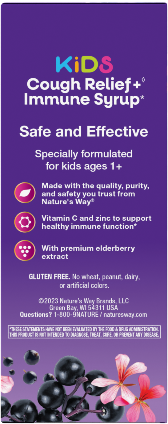 <{%MAIN4_13671%}>Nature's Way® | Sambucus Kids Cough Relief + Immune Syrup - left side of pack