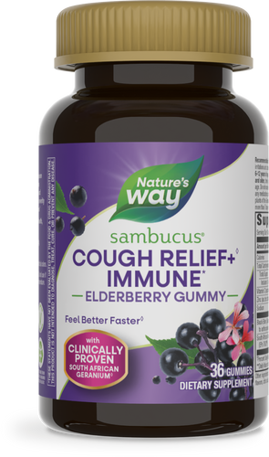 Nature's Way® | Sambucus Cough Relief + Immune Elderberry Gummy, 36 gummies, Elderberry Sku:13610E