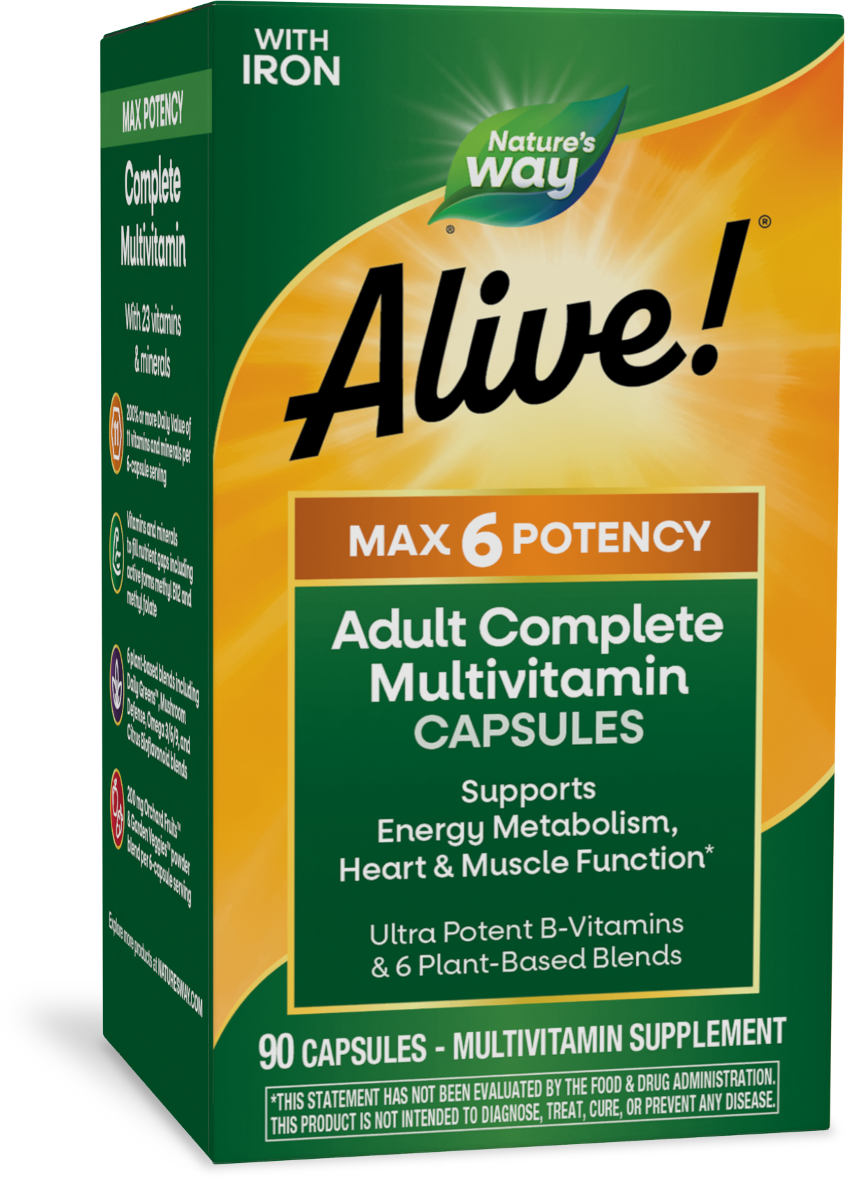 <{%PRIMARY_15090E%}>Nature's Way® | Alive! Max6 Potency Adult Complete Multivitamin, 90 capsules