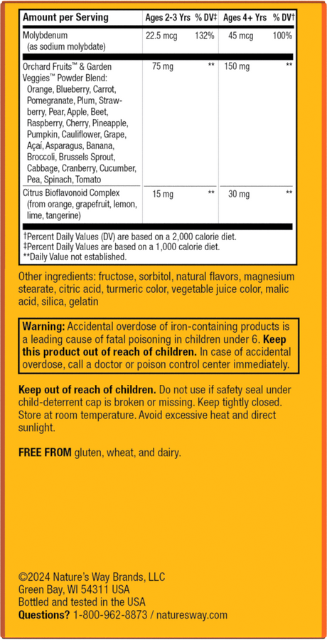 <{%MAIN3_15786%}>Nature's Way® | Alive! Kids Chewable Multivitamin - back of pack