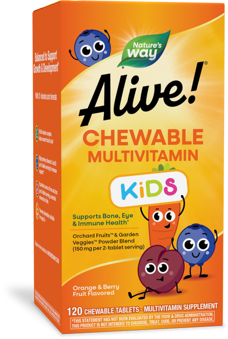 <{%PRIMARY_15786E%}>Nature's Way® | Alive! Kids Chewable Multivitamin, 120 chewables, Orange & Berry