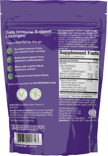 Nature's Way® | Sambucus Immune Lozenges - back of pack Sku:12089