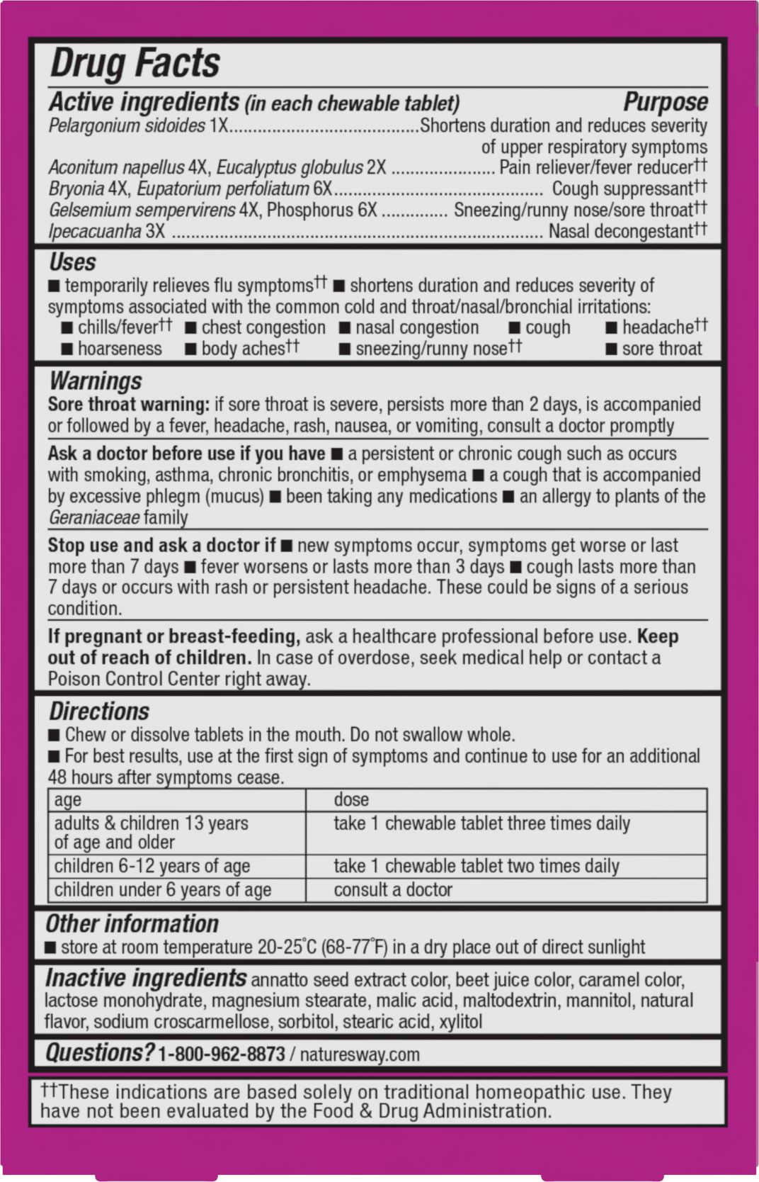 <{%MAIN18_15159%}>Nature's Way® | Umcka Cold&Flu Relief Chewables - back of pack