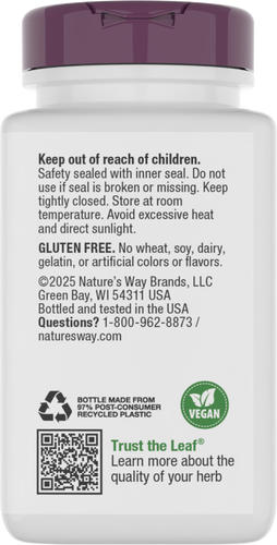 Nature's Way® | Resveratrol - back of pack Sku:15611