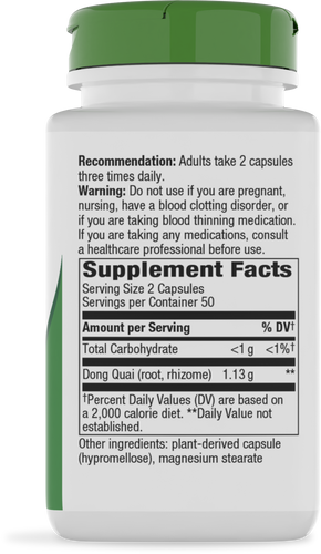 Nature's Way® | Dong Quai Root - right side of pack Sku:12380