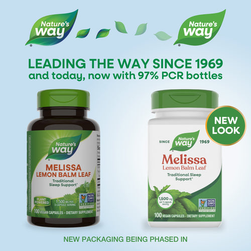 Nature's Way® | Melissa-Lemon Balm Leaf - package updates old to new Sku:14650