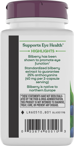 Nature's Way® | Bilberry - left side of pack Sku:60510