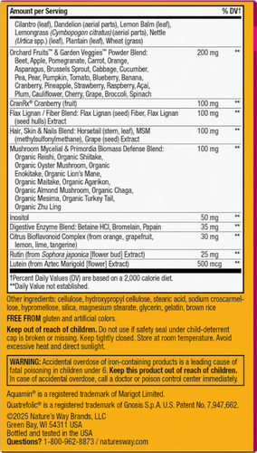 Nature's Way® | Alive! Max3 Potency Women's Complete Multivitamin - back of pack Sku:15543