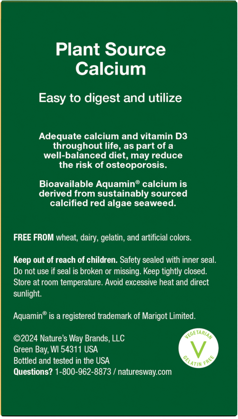 <{%MAIN3_15839%}>Nature's Way® | Alive! Calcium Bone Support - back of pack