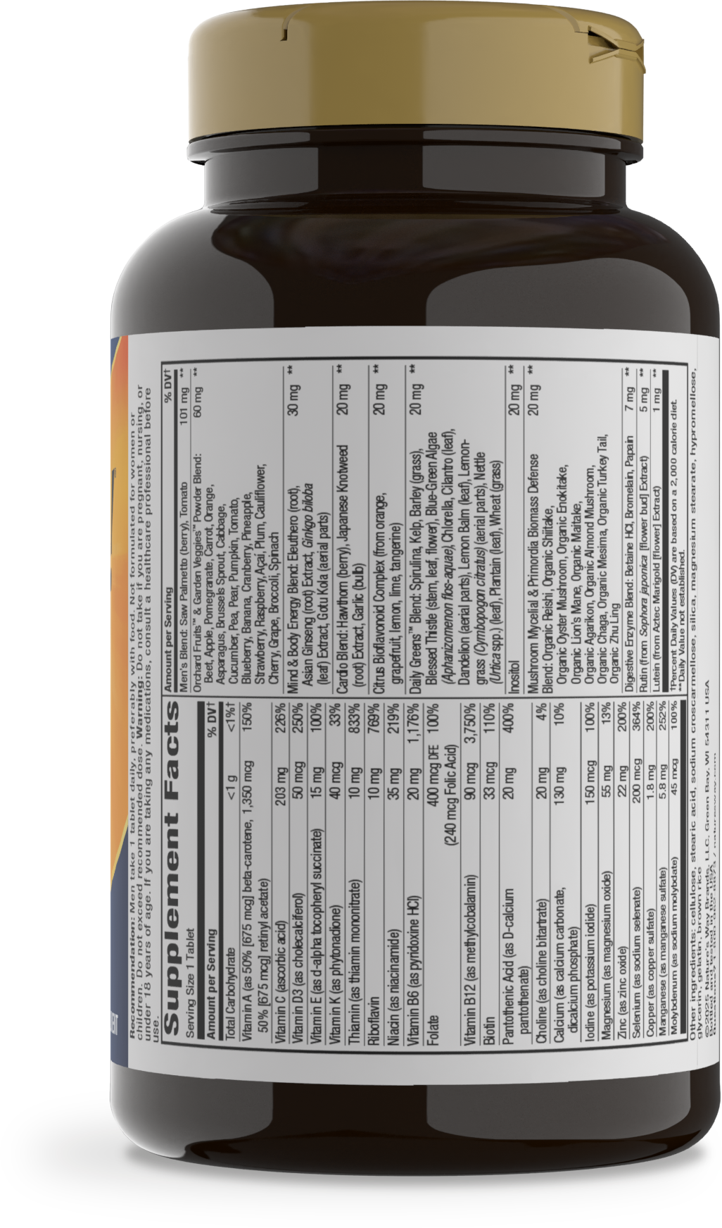 <{%MAIN18_13940%}>Nature's Way® | Alive! Men's 50+ Ultra Multivitamin - right side of pack