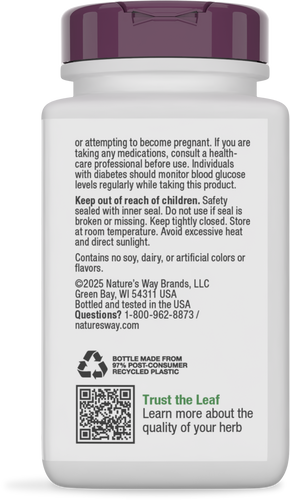 Nature's Way® | Blood Sugar Manager - back of pack Sku:79200