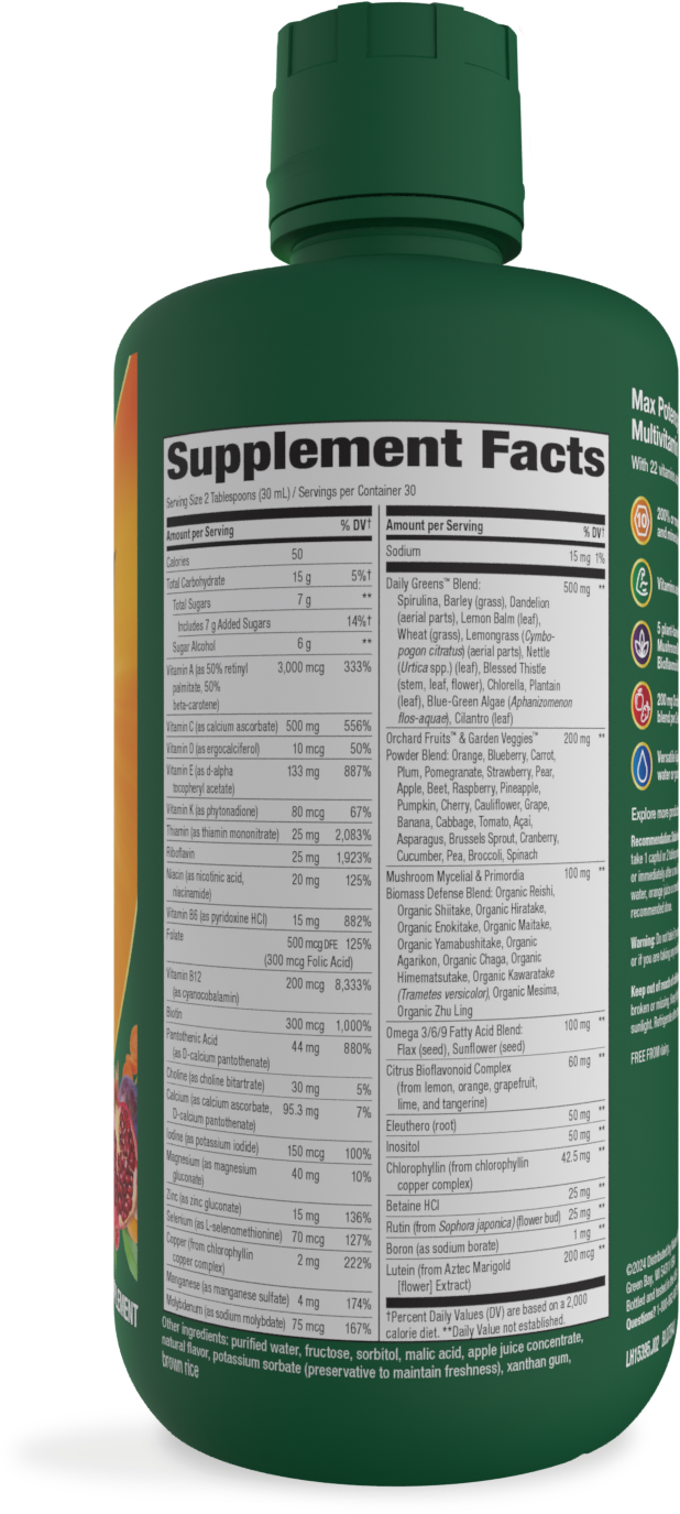 <{%MAIN2_15395%}>Nature's Way® | Alive! Max Potency Complete Liquid Multivitamin - right side of pack