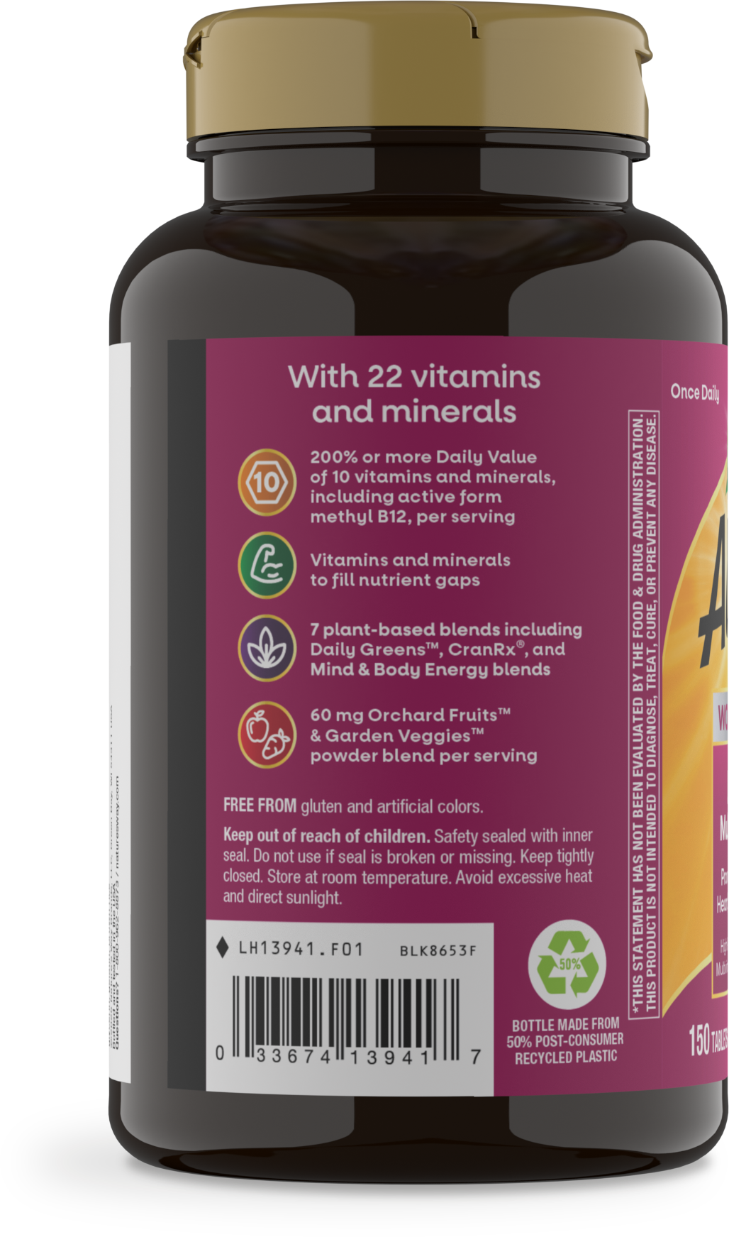 <{%MAIN9_13941%}>Nature's Way® | Alive! Women's 50+ Ultra Multivitamin - left side of pack