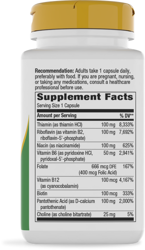 Nature's Way® | Vitamin B-100 Complex - right side of pack Sku:40520