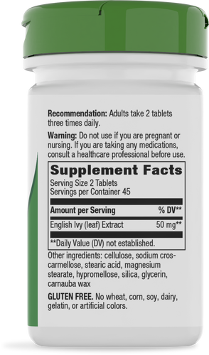 Nature's Way® | Ivy Extract From English Ivy - right side of pack Sku:08239