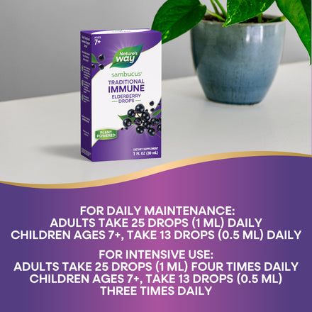Sambucus Traditional Immune Elderberry Drops Supplement Facts
