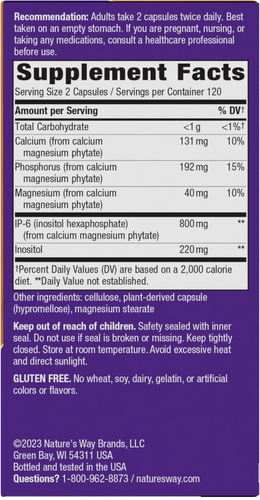 Nature's Way® | Cell Forté IP-6 & Inositol - right side of pack Sku:05800