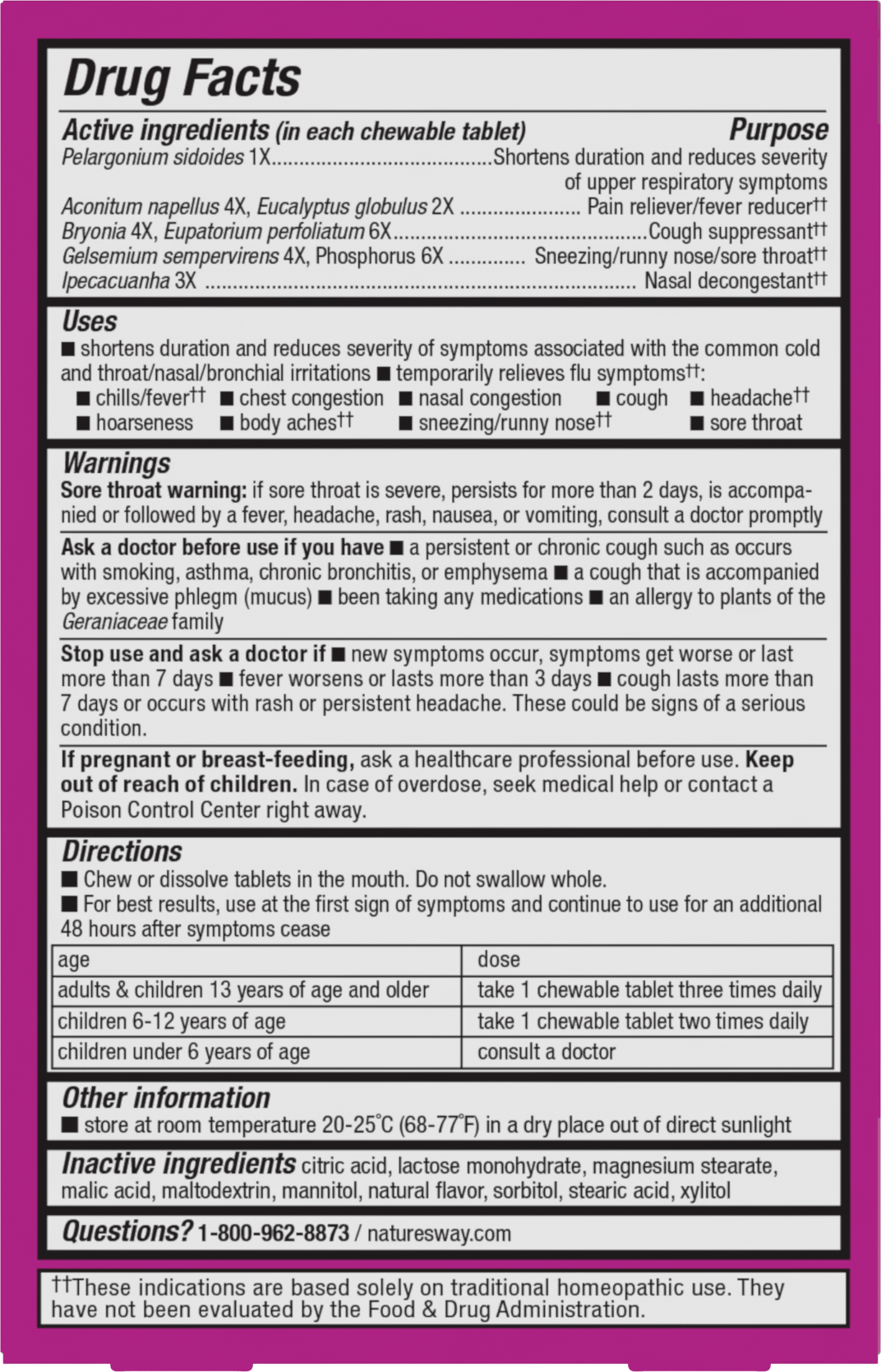 <{%MAIN8_15161%}>Nature's Way® | Umcka Cold & Flu Relief Chewables - back of pack
