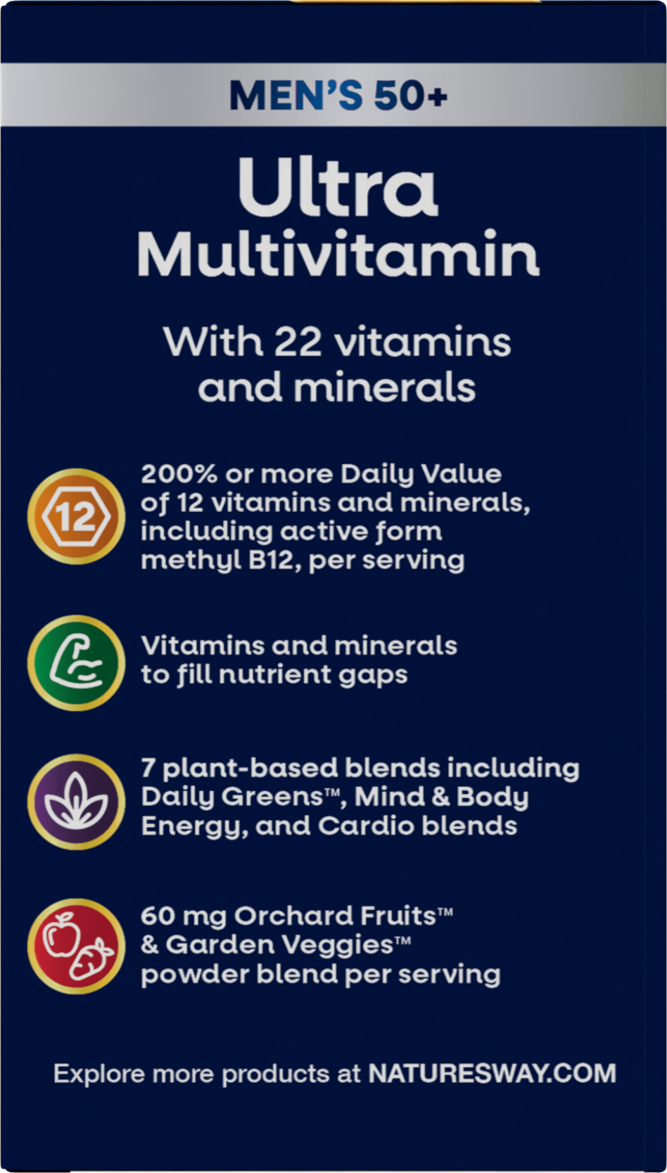 <{%MAIN10_15691%}>Nature's Way® | Alive! Men's 50+ Ultra Multivitamin - left side of pack
