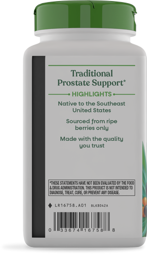 Nature's Way® | Saw Palmetto Berries - left side of pack Sku:16758