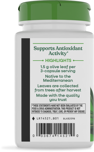 Nature's Way® | Olive Leaf - left side of pack Sku:14521