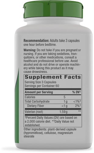 Nature's Way® | Valerian Root - right side of pack Sku:17708