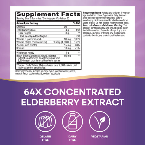 Nature's Way® | Sambucus Elderberry + Wildflower Honey Immune Gummy Sku:15761