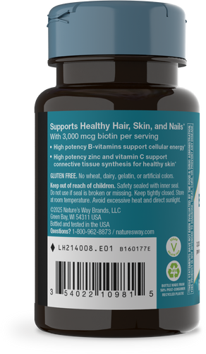 Nature's Way® | Biotin Forte - left side of pack Sku:214008