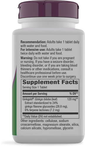 Nature's Way® | Ginkgold Max - right side of pack Sku:15251