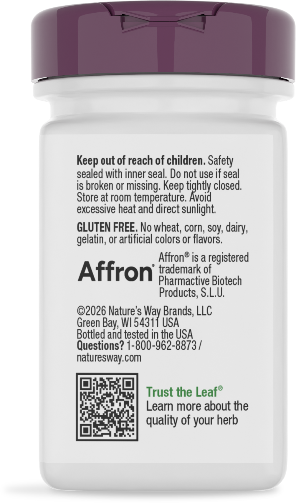 <{%MAIN10_16081%}>Nature's Way® | Saffron - back of pack