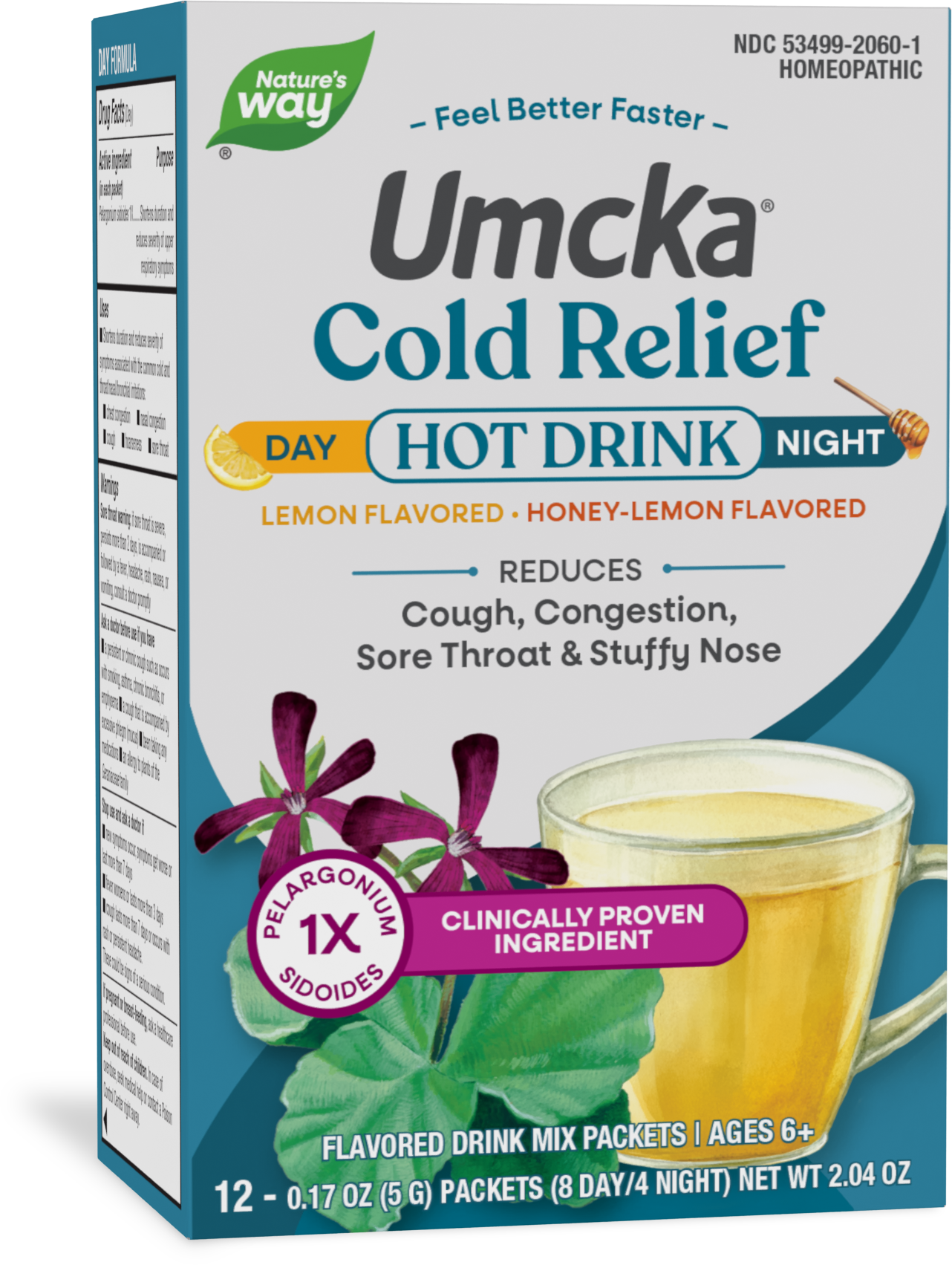<{%PRIMARY_10601%}>Nature's Way® | Umcka Cold Relief Hot Drink, 12 drink mixes, Lemon Citrus & Honey Lemon